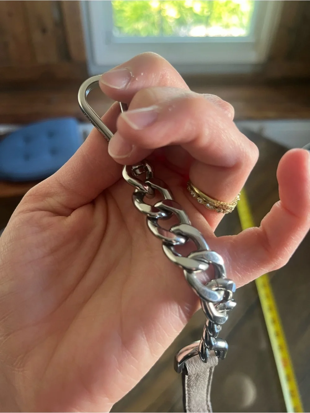 Michael Kors Gray Purse Strap with Nickel Chain